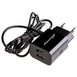 Зарядное устройство Grand-X 5V 3,1A 2USB + micro USB Black с защитой от перегрузки (CH-65B)