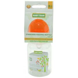 Бутылочка для кормления Baby Team с силиконовой соской, 125 мл 0+ оранж (1400_оранжевый)