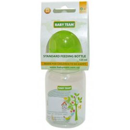 Бутылочка для кормления Baby Team с силиконовой соской, 125 мл 0+ салат (1400_салатовый)