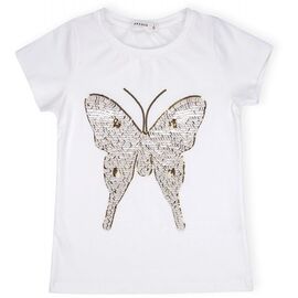 Футболка детская Breeze с бабочкой из пайеток (11055-128G-cream)