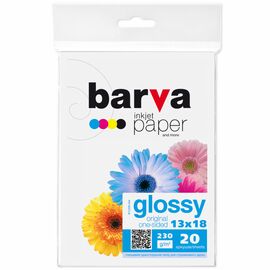 Фотобумага Barva 13x18, 230g/m2, Original Glossy, 20л (IP-C230-344)