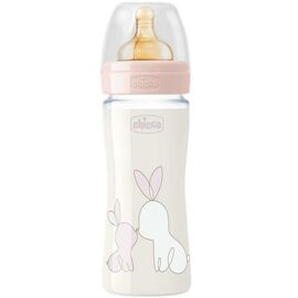 Пляшечка для годування Chicco скляна Original Touch з латекс. соскою 0+ міс. 240 мл Рожева (27720.10)