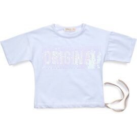 Футболка дитяча Smile з паєтками (3126-122G-white)