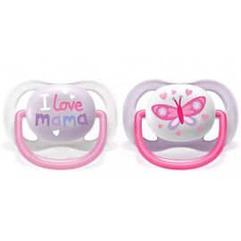 Пустышка Philips AVENT Ultra Air I love... для девочек 0-6 мес. (SCF080/02)
