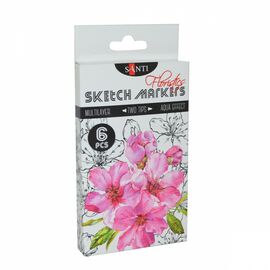 Художественный маркер Santi набор двусторонних sketch Floristics 6 шт (390569)
