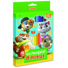 Карандаши цветные 1 вересня 44 Cats двусторонние 18 шт. 36 цвета (290623)