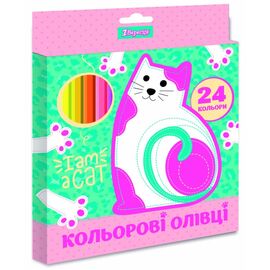 Карандаши цветные 1 вересня I am a cat пласт. корп. 24 цветов (290625)