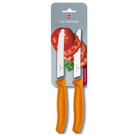 Набор ножей Victorinox SwissClassic 11см, 2шт. в блистере, волнистое лезвие,оранж (6.7836.L119B)