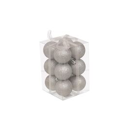 Елочная игрушка Jumi 12шт, 4 см, пластик, серебряный с блестками (5900410791121)