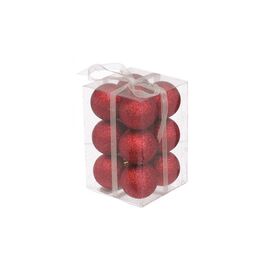 Елочная игрушка Jumi 12шт, 4 см, пластик, красный с блестками (5900410791152)