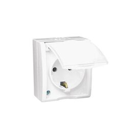 Розетка Simon 1х Aquarius SCHUKO IP54 с крышкой, белая (AQGSz1/11)