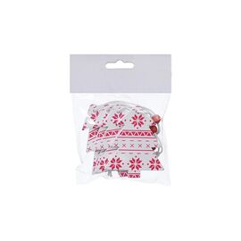 Елочная игрушка Jumi 4 шт (6,5 см) Елка, дерево, белый с красный (5900410375994)