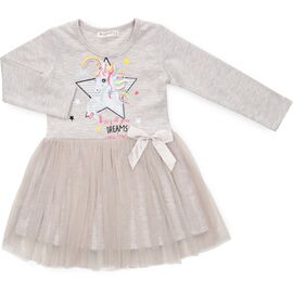 Плаття POP FASHION з фатиновою спідницею з єдинорогом (6738-110G-beige)