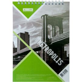 Блокнот Buromax на пружине сверху METROPOLIS, А-5, 48л., клетка, карт.облож (BM.24545101-15)