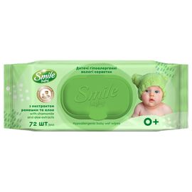 Детские влажные салфетки Smile baby Экстракт ромашки и алоэ (с клапаном) 72шт (42106418)