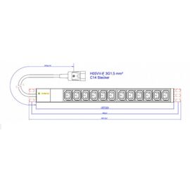 Силовой блок Conteg 19" 12 розеток IEC C13, вилка С14, кабель 3м (IP-BA-C12C300010)