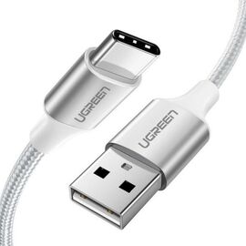 Дата кабель USB 2.0 AM to Type-C 1.0m US288 Aluminum Braid White Ugreen (60131)