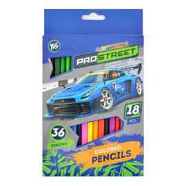 Карандаши цветные Yes Street racing 18 шт 36 цветов (290488)