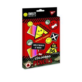 Карандаши цветные Yes Smiley World 18 шт 36 цветов (290608)