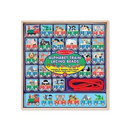 Развивающая игрушка Melissa&Doug деревянная шнуровка-паровозик "Алфавит" (MD9497)