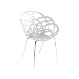 Кухонный стул PAPATYA FLORA-ML, сидение матовое белое, цвет 01c, ножки хромированн (2951)
