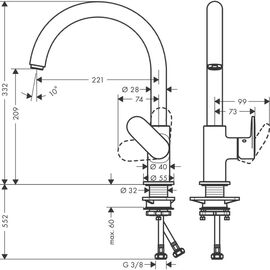 Смеситель Hansgrohe Vernis Blend M35 (71870670)