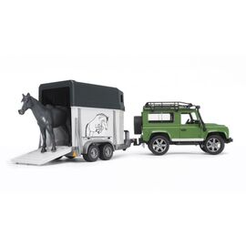 Спецтехника Bruder джип Land Rover Defender с прицепом и лошадкой М1:16 (02592)
