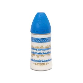 Бутылочка для кормления Suavinex круглая соска 3-позицийна Couture 270 мл синяя (304147)