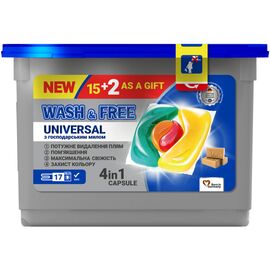 Капсули для прання Wash&Free Universal зі стружкою господарського мила 17 шт. (4260637720504)