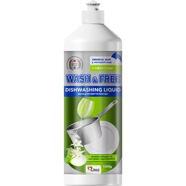 Засіб для ручного миття посуду Wash&Free зелене яблуко та екстракт едельвейса 1000 г (4260637723086)