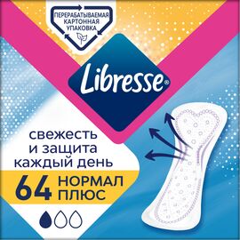 Ежедневные прокладки Libresse Daily Fresh Plus Normal 64 шт. (7322540757187)