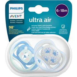 Пустышка Philips AVENT Ultra Air с декором для мальчиков 6-18 мес. 2 шт. (SCF085/03)