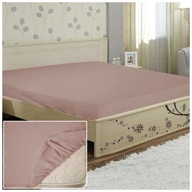 Простынь Ярослав на резинке бязь 01 бежево-сливовый 200х160х20 (38165)