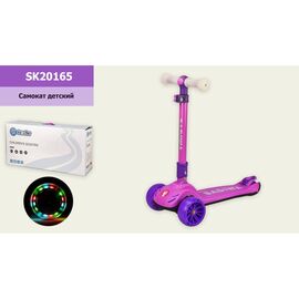 Самокат A-Toys PU, LED 135 mm, руль с фонариком, розовый (SK20165)