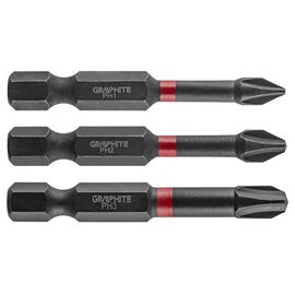 Набор бит Graphite ударные 3 ед., 1/4", PH1/2/3 x 50мм, сталь S2 (56H543)