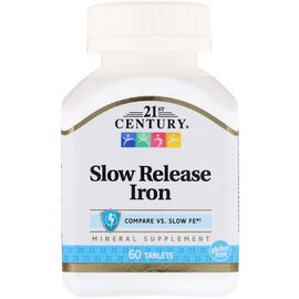 Минералы 21st Century Железо медленного высвобождения, 60 таблеток (CEN-27343)