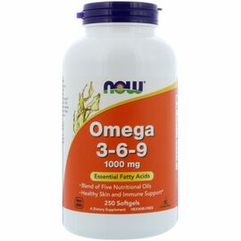Жирные кислоты Now Foods Омега 3-6-9 1000мг, 250 желатиновых капсул (NOW-01837)