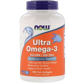 Жирные кислоты Now Foods Ультра Омега-3, 500 EPA / 250 DHA, Ultra Omega-3, 180 гелев (NOW-01665)
