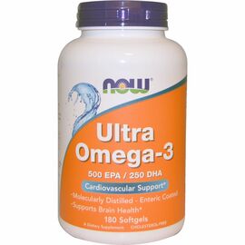Жирные кислоты Now Foods Ультра Омега-3, 180 желатиновых капсул (NOW-01662)