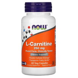 Витамин Now Foods L-Карнитин, 250 мг, L-Carnitine, 60 вегетарианских капсул (NF0062)