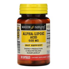 Витамин Mason Natural Альфа-липоевая кислота 600 мг, Alpha-Lipoic Acid, 30 капсул (MAV-17228)