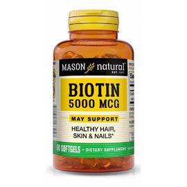 Витамин Mason Natural Биотин 5000 мкг, Biotin, 60 гелевых капсул (MAV16325)