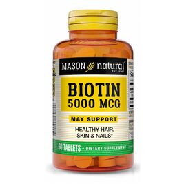Витамин Mason Natural Биотин 5000 мкг, Biotin, 60 таблеток (MAV15615)