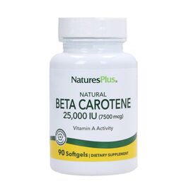 Витамин Natures Plus Бета Каротин 25000 МЕ, Beta Carotene, 90 гелевых капсул (NTP00963)