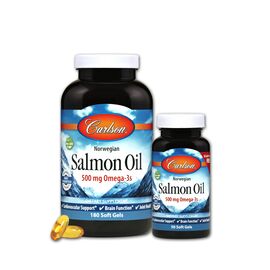 Жирные кислоты Carlson Норвежский Лососевый Жир, 500 мг, Norwegian Salmon Oil, 180 (CAR-01504)