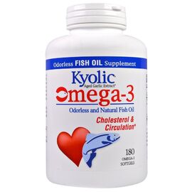 Жирные кислоты Kyolic Омега-3, натуральный рыбий жир без запаха, Omega-3, Choleste (WAK-15042)