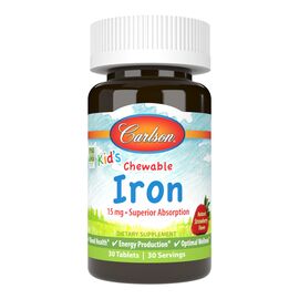 Минералы Carlson Железо Детское, 15 мг, вкус клубники, Kid's Chewable Iron, 30 жеват (CL55930)