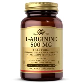 Амінокислота Solgar L-Аргінін 500 мг, L-Arginine, 100 вегетаріанських капсул (SOL00141)