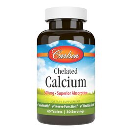 Минералы Carlson Кальций Хелатный, 500 мкг, Chelated Calcium, 60 таблеток (CL05460)