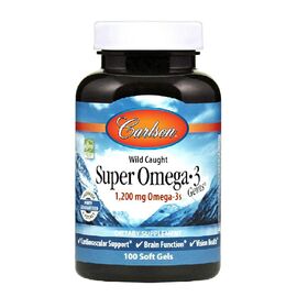 Жирные кислоты Carlson Супер Омега-3, 1200 мг, Super Omega-3, 100 желатиновых капсул (CL1521)